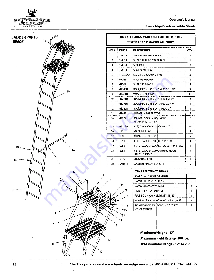 Rivers Edge Pack-n-Stack RE622 Operator'S Manual Download Page 18