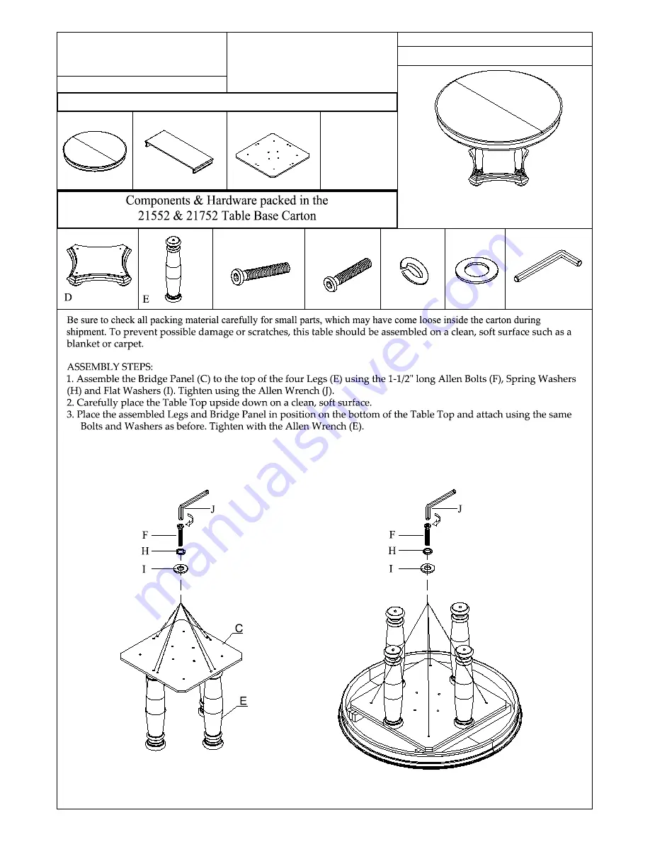 Riverside Furniture Corinne Round Dining Table Assembly Instructions Download Page 2