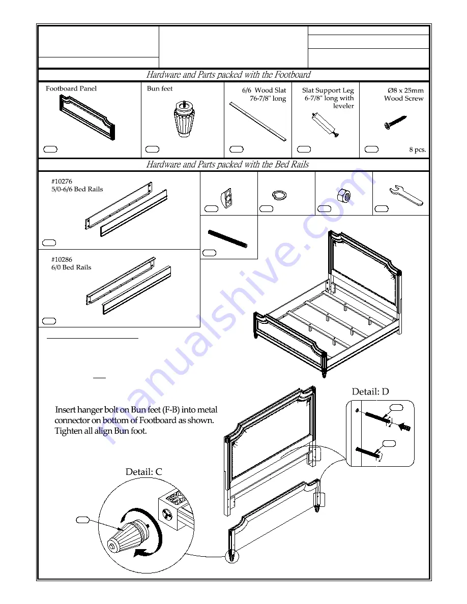 Riverside Huntleigh King Carved Bed Assembly Instructions Download Page 1