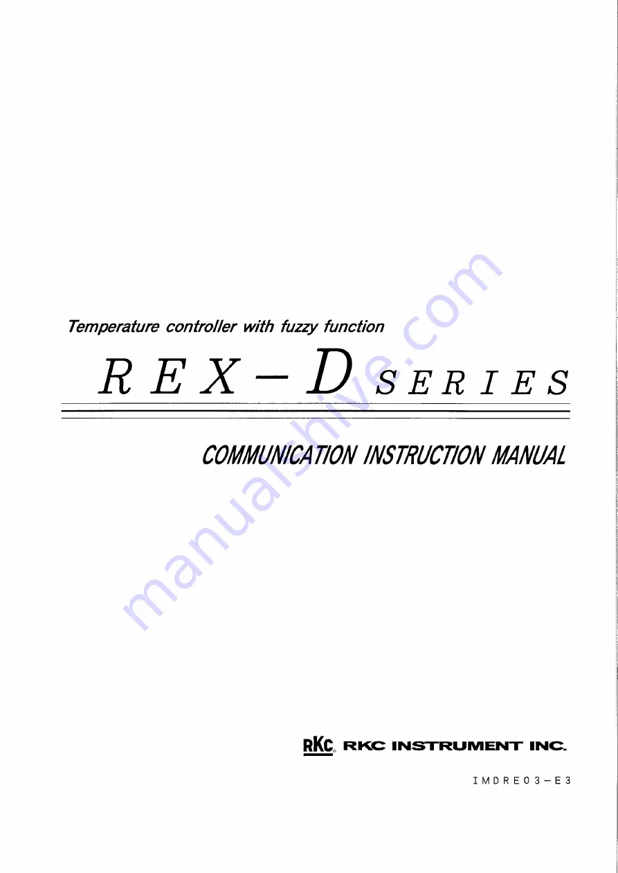 RKC INSTRUMENT REX-D Series Скачать руководство пользователя страница 1