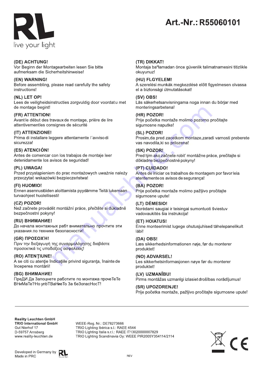 RL R55060101 Manual Download Page 1