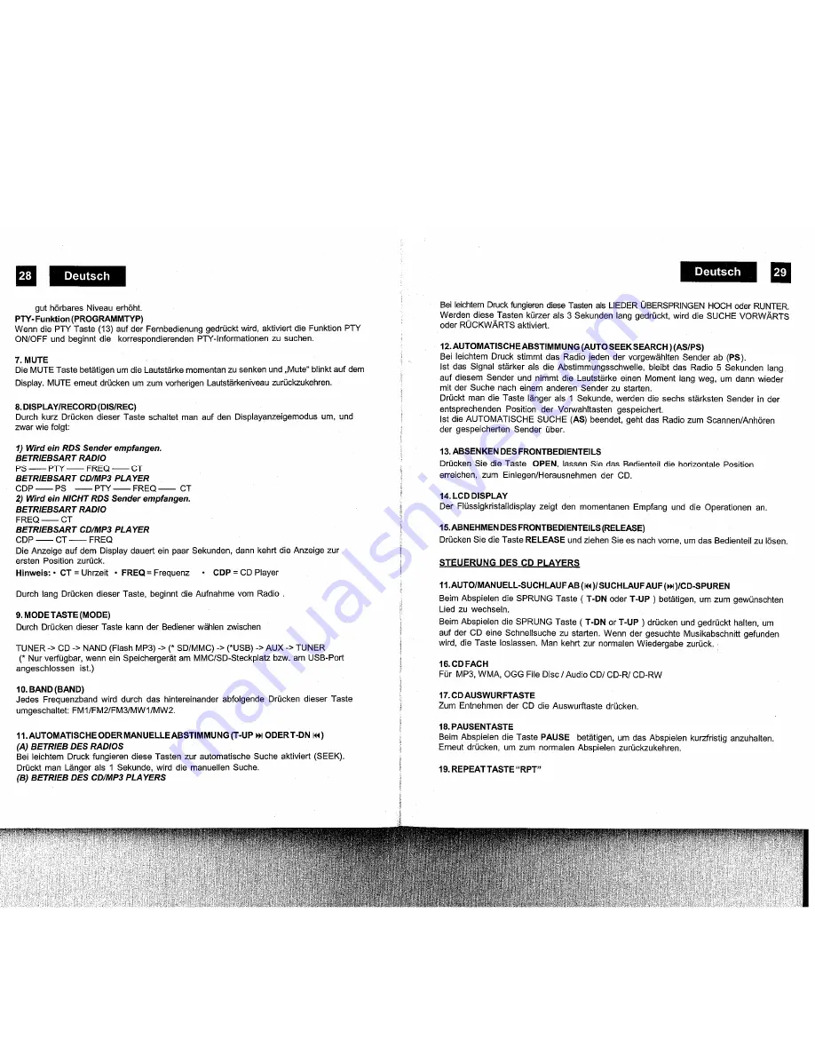 Roadstar CD-258US/512 Instruction Manual Download Page 17