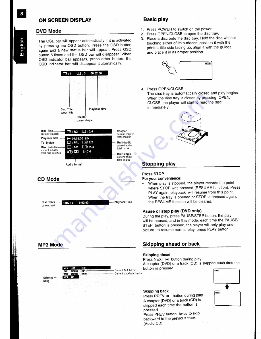 Roadstar DVD-2017H Instruction Manual Download Page 8