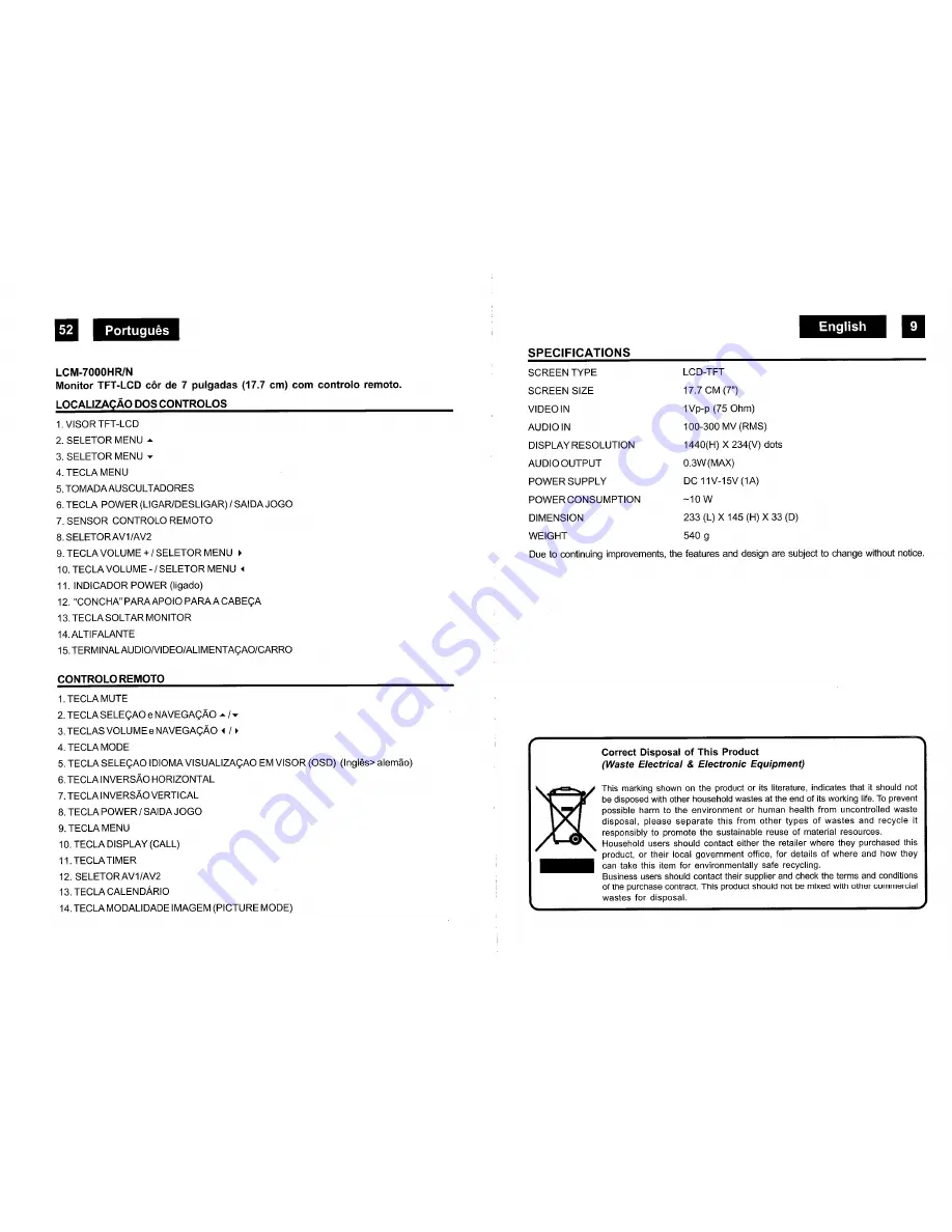 Roadstar LCDM-7000HR/NB Скачать руководство пользователя страница 13