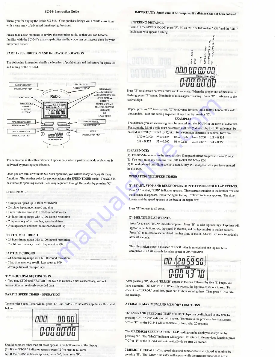 Robic SC-544 Скачать руководство пользователя страница 1