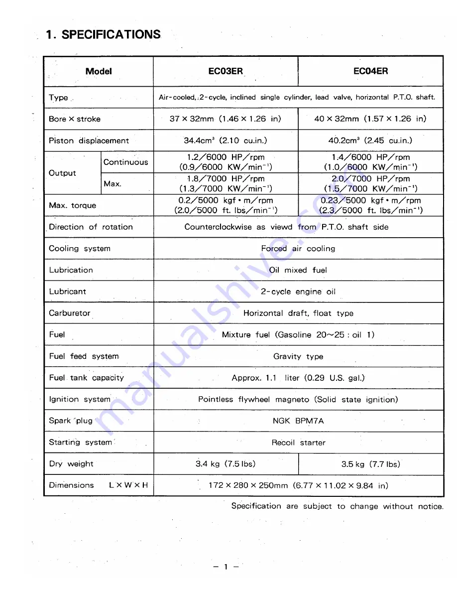 Robin EC03ER Service Manual Download Page 4