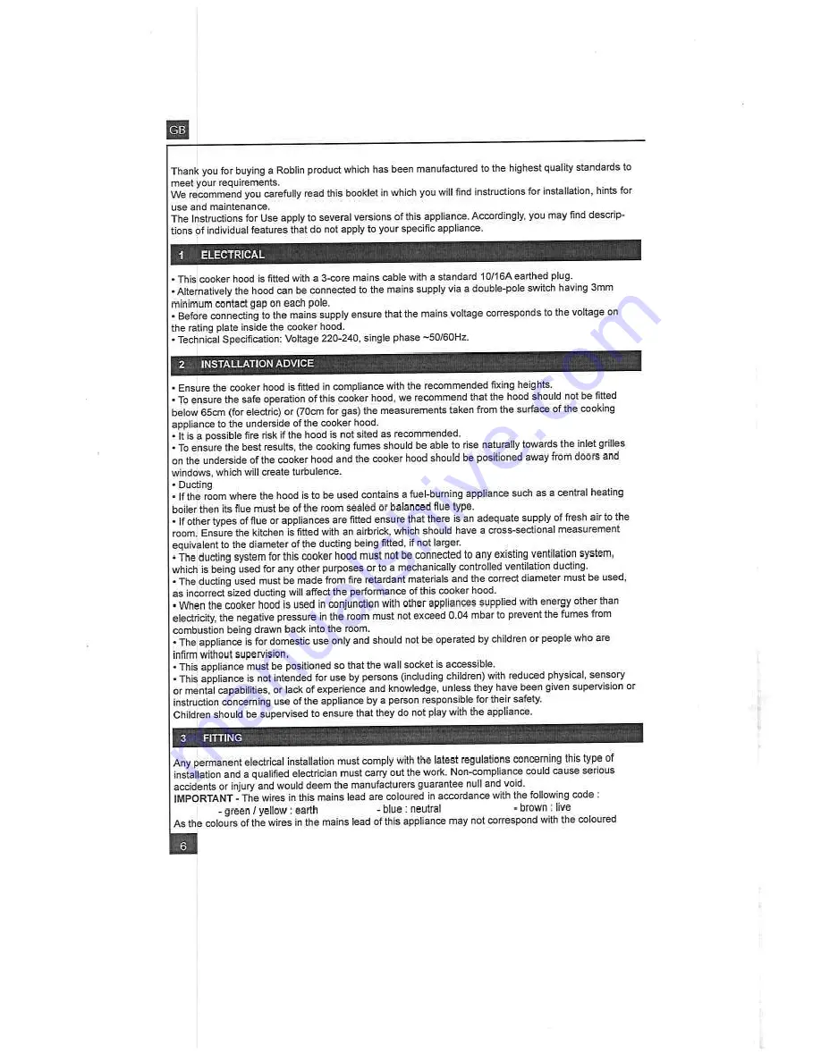 ROBLIN ATRIUM/2 CENTRALE Instructions For Use And Installation Download Page 2