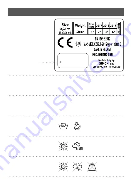 Rock Helmets Dynamo Ansi Instructions Manual Download Page 2