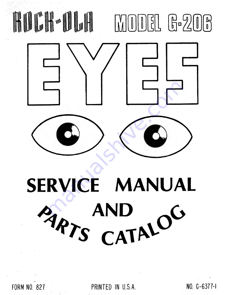 Rock-Ola Eyes G-206 Service Manual And Parts List Download Page 1