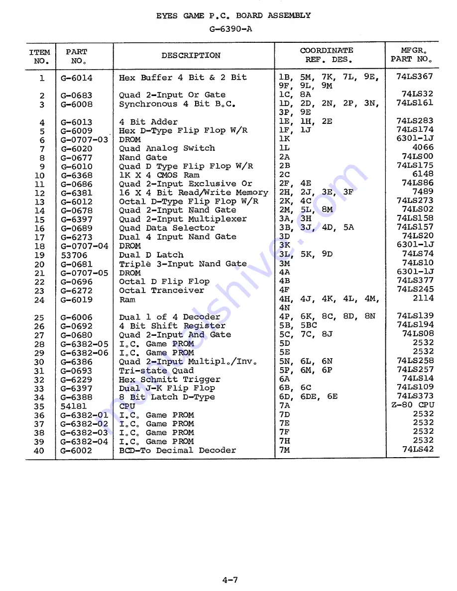 Rock-Ola Eyes G-206 Service Manual And Parts List Download Page 12