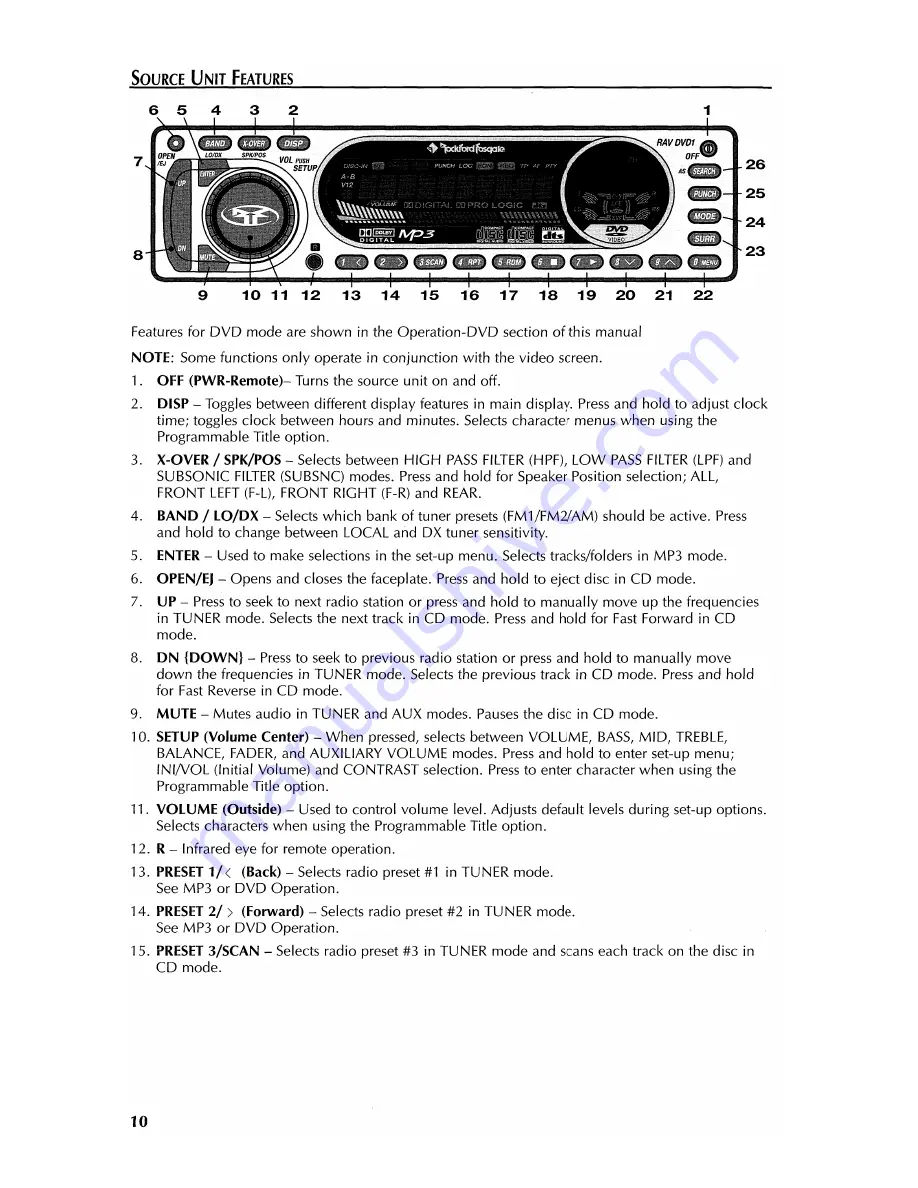 Rockford Fosgate RAV DVD1 Installation & Operation Manual Download Page 10