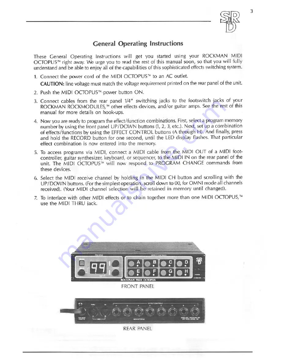 ROCKMAN MIDI OCTOPUS Operating Manual Download Page 4