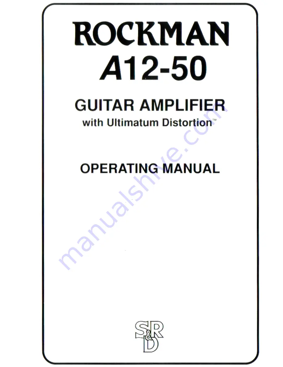 ROCKMAN Rockman A12-50 Operation Manual Download Page 1