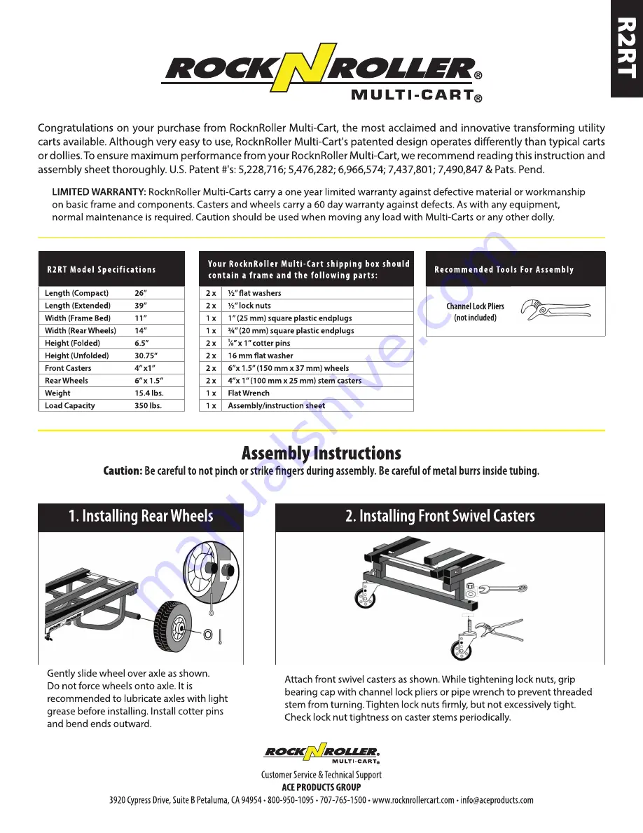 RockNRoller MULTI-CART R2RT Quick Start Manual Download Page 1