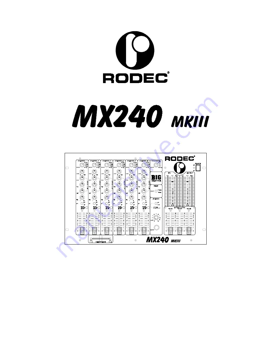 Rodec MX240 MKIII Operating Instructions Manual Download Page 1