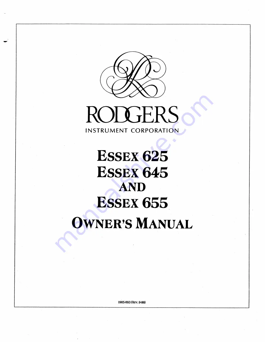 Rodgers Essex 625 Скачать руководство пользователя страница 1