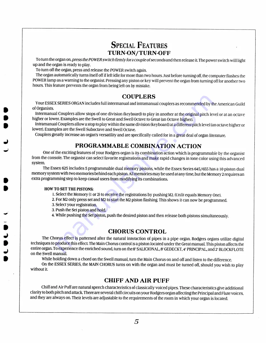 Rodgers Essex 625 Owner'S Manual Download Page 11