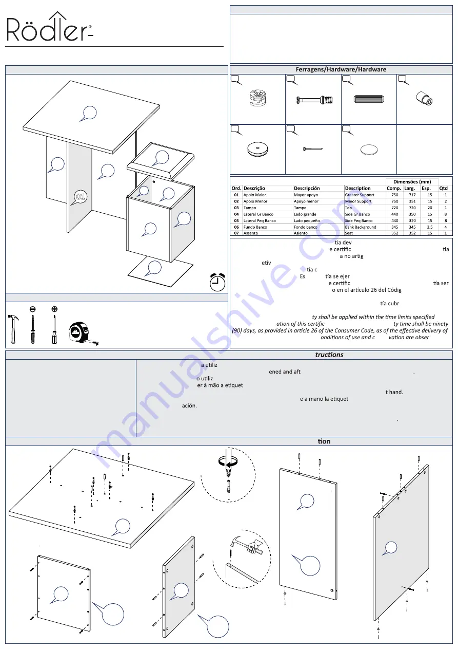 Rodler Comedor Palma Quick Manual Download Page 1