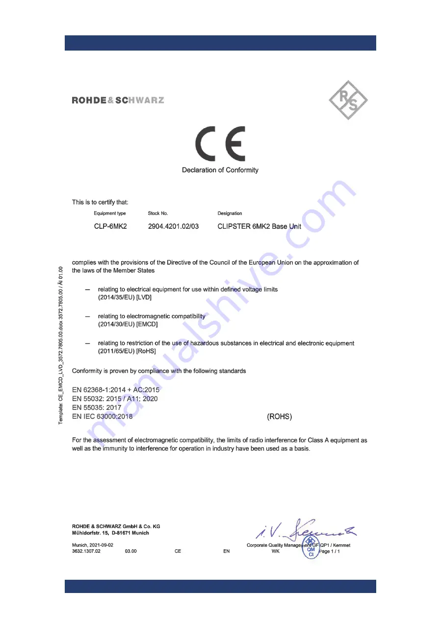 Rohde & Schwarz CLIPSTER 6 Mk2 User Manual Download Page 14