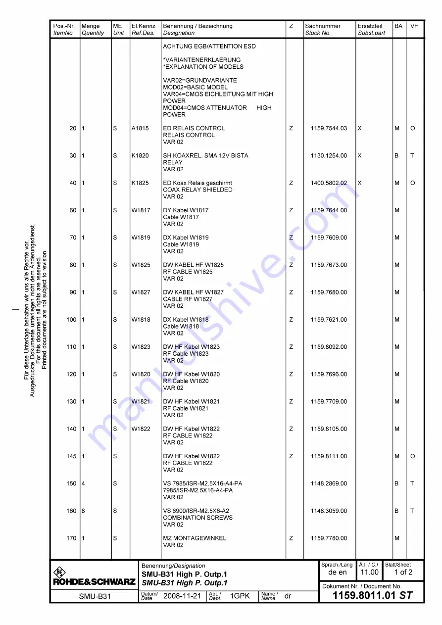 Rohde & Schwarz R&S SMU200A Service Manual Download Page 230