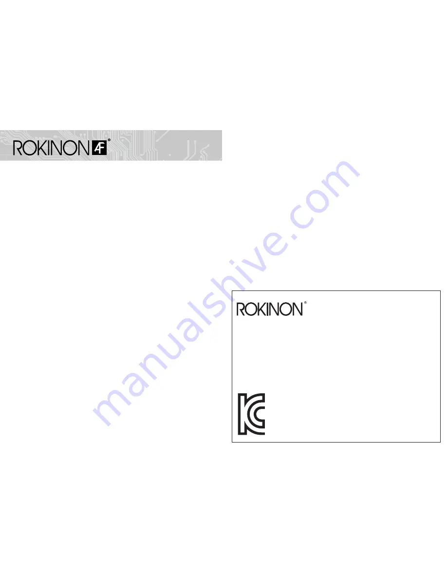 Rokinon IOLS-C Instruction Manual Download Page 1