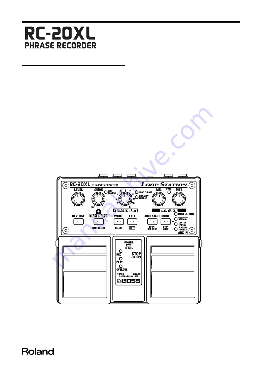 Roland Boss RC-20XL Скачать руководство пользователя страница 1