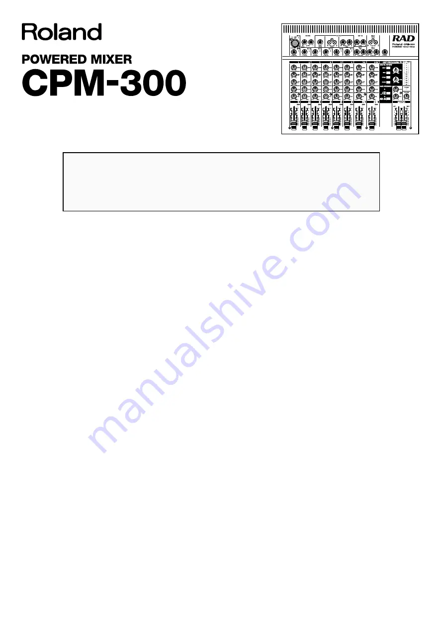 Roland CPM-300 Owner'S Manual Download Page 1