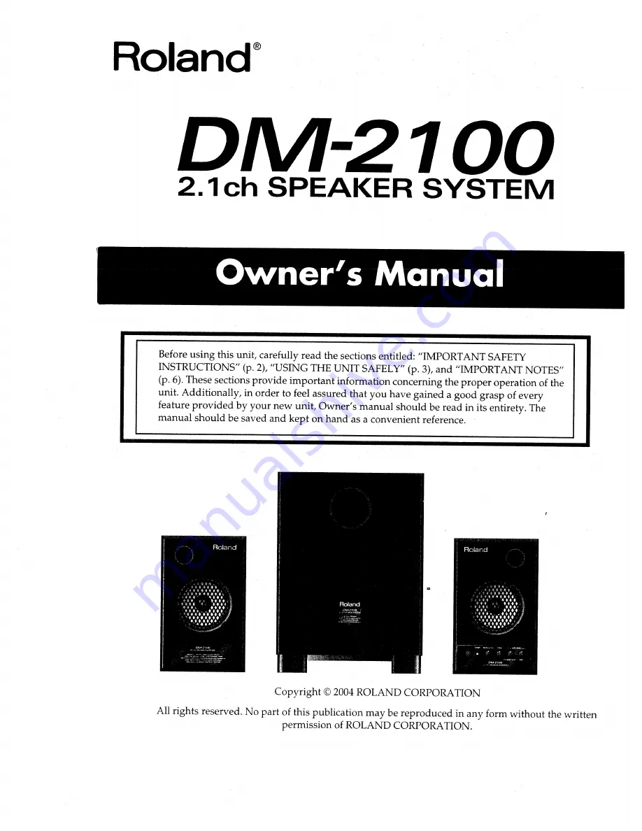 Roland DM-2100 Owner'S Manual Download Page 1