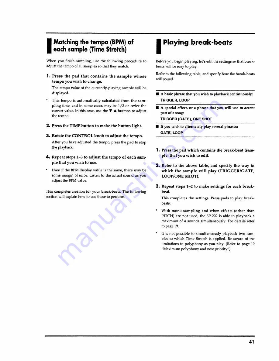 Roland Dr.Sample SP-202 Owner'S Manual Download Page 41