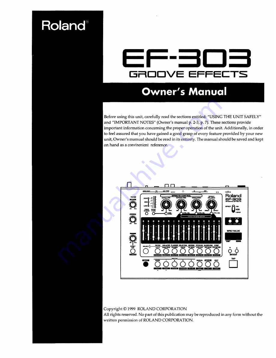 Roland EF-303 Owner'S Manual Download Page 1