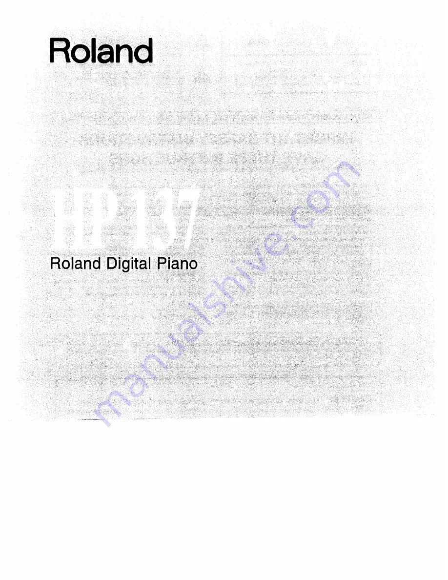 Roland HP 137 Скачать руководство пользователя страница 1