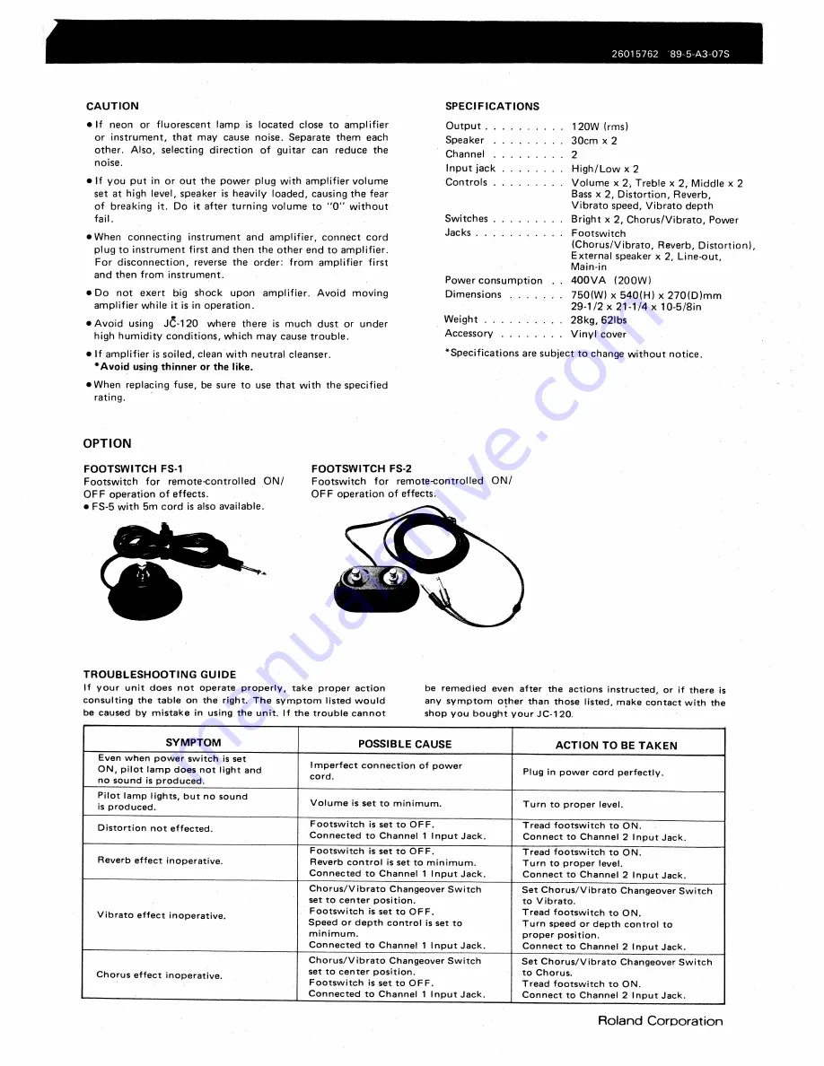 Roland JC-120 Скачать руководство пользователя страница 4