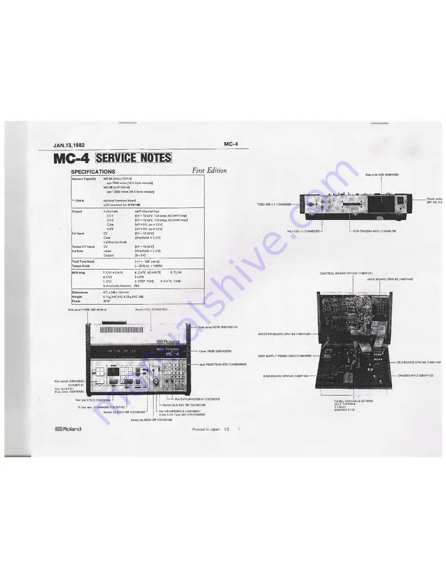 Roland MicroComposer MC-4 Service Notes Download Page 1