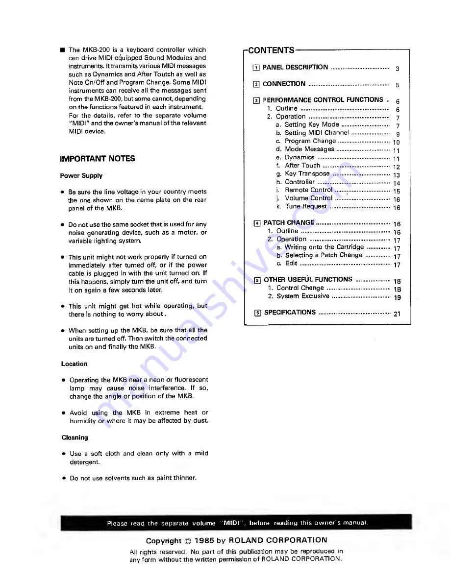 Roland MKB-200 Owner'S Manual Download Page 4