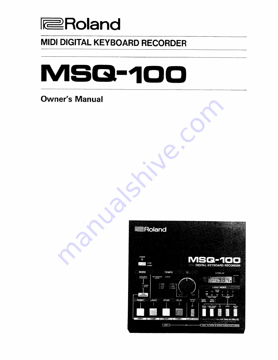 Roland MSQ-100 Owner'S Manual Download Page 1