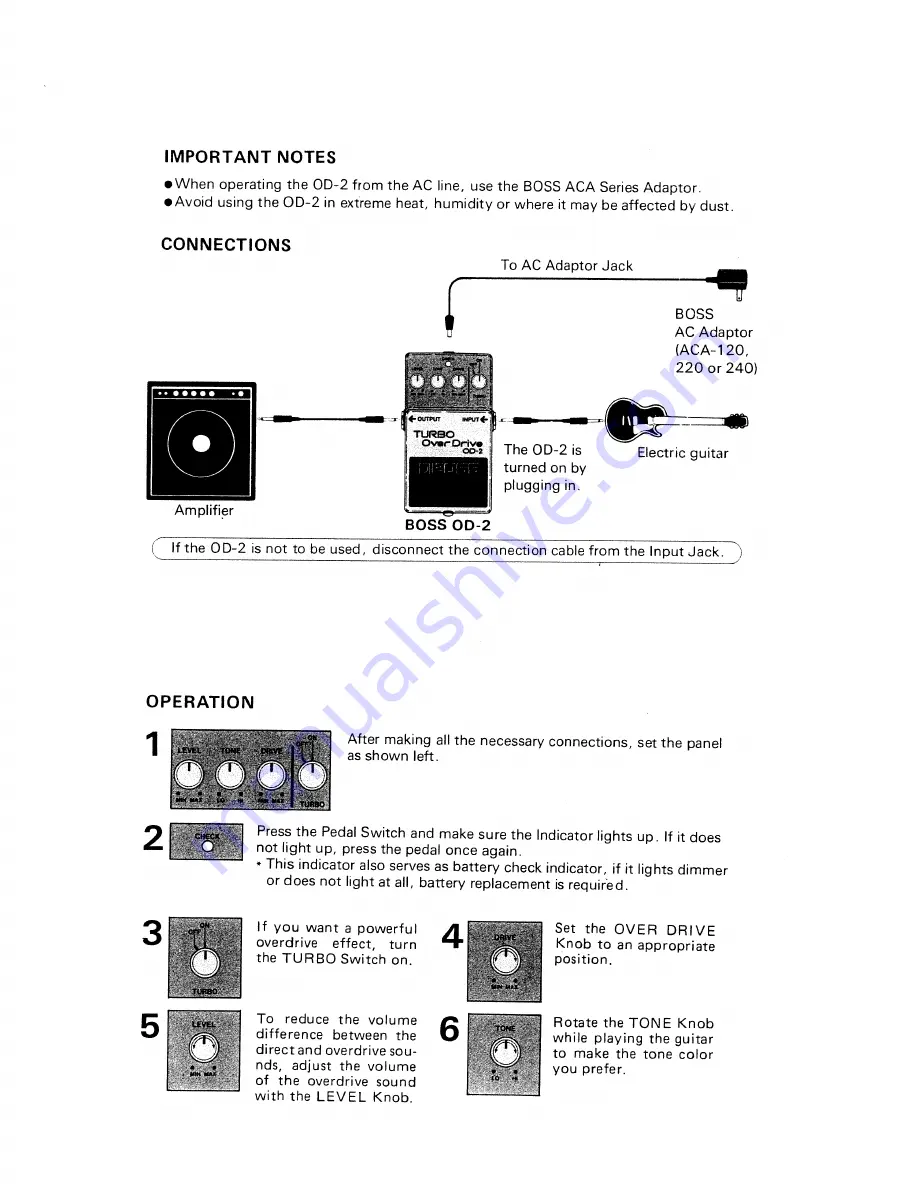 Roland OD-2 Turbo OverDrive Instructions Manual Download Page 3