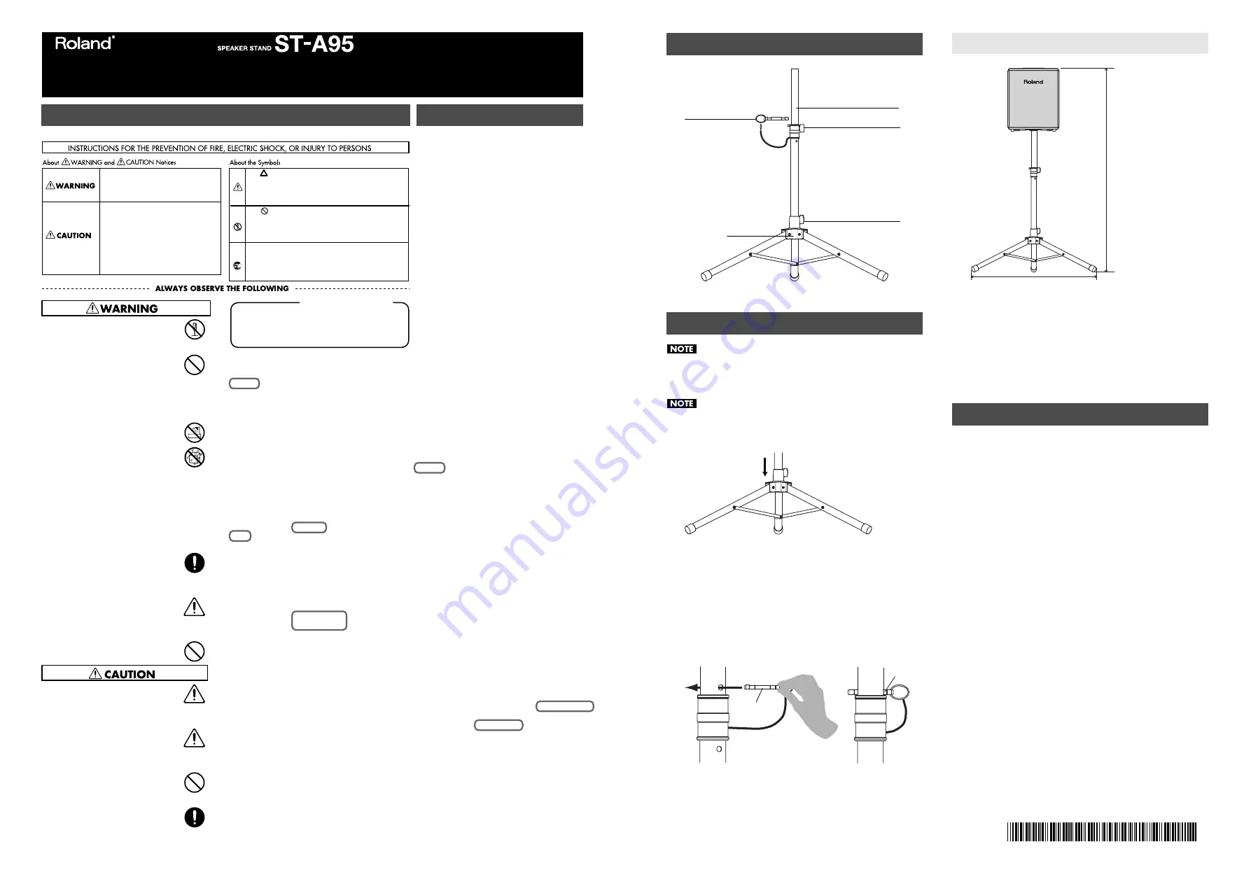 Roland ST-A95 Owner'S Manual Download Page 1