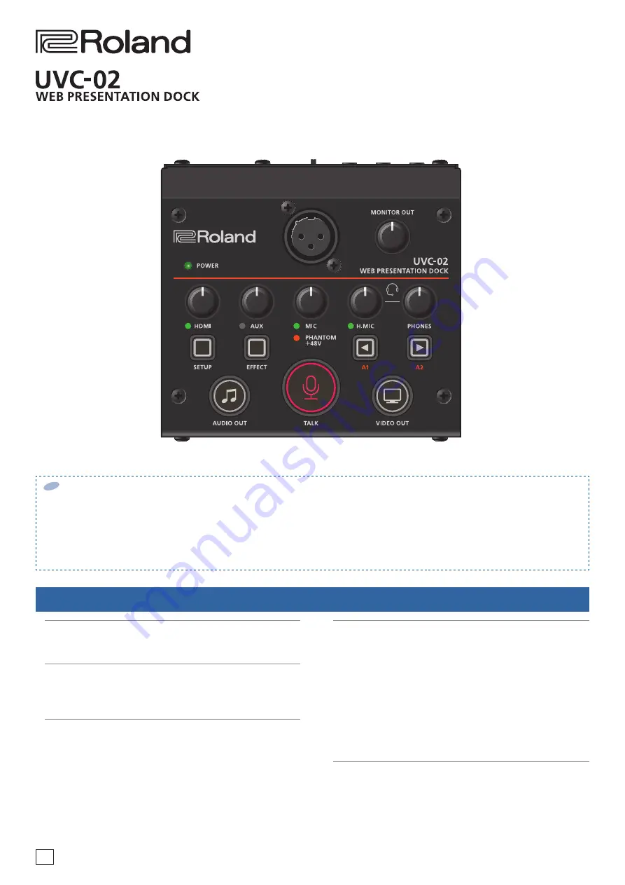 Roland UVC-02 Owner'S Manual Download Page 1