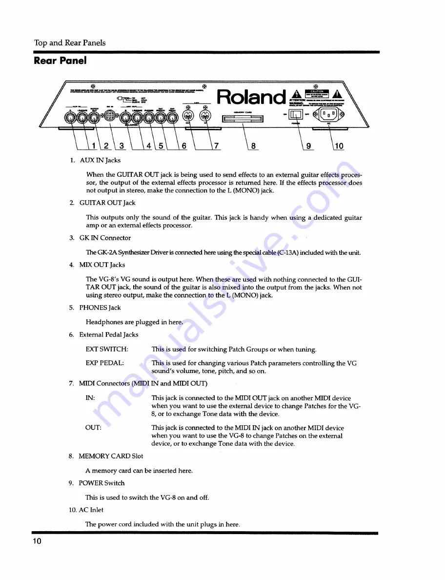 Roland V-Guitar System VG-8 Owner'S Manual Download Page 12