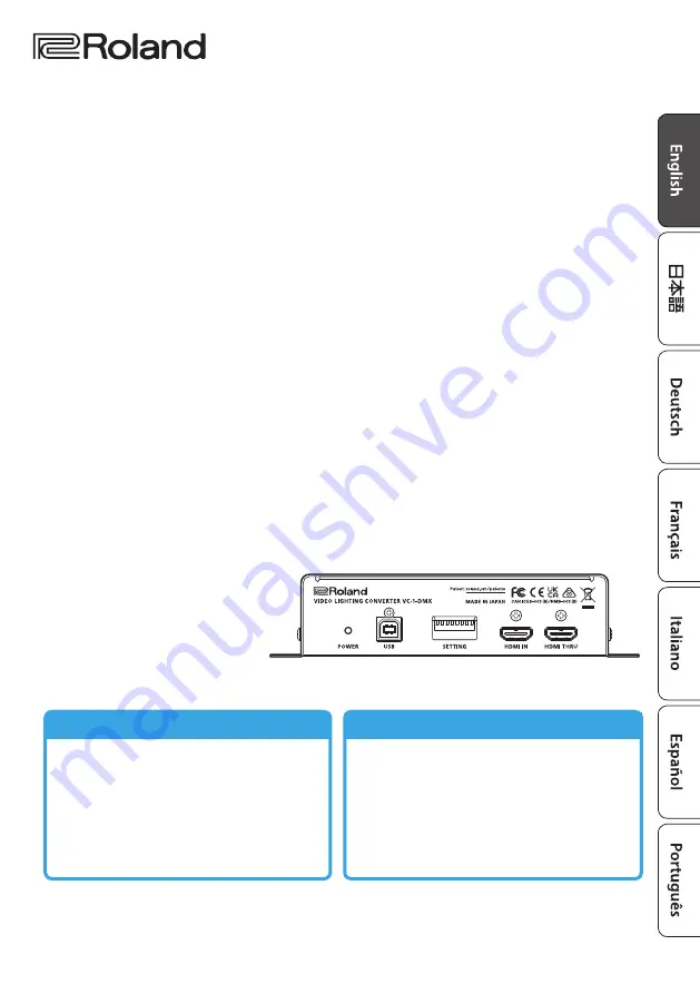 Roland VC-1-DMX Owner'S Manual Download Page 1