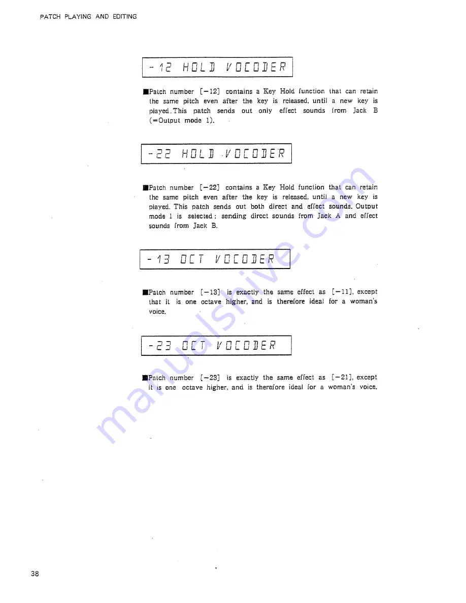 Roland VP-70 Owner'S Manual Download Page 38