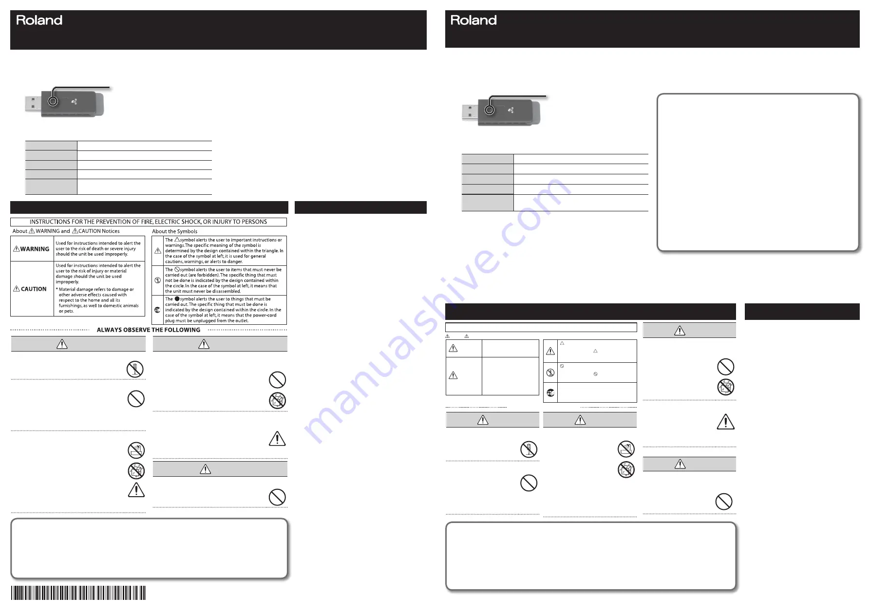 Roland WNA1100 Owner'S Manual Download Page 1