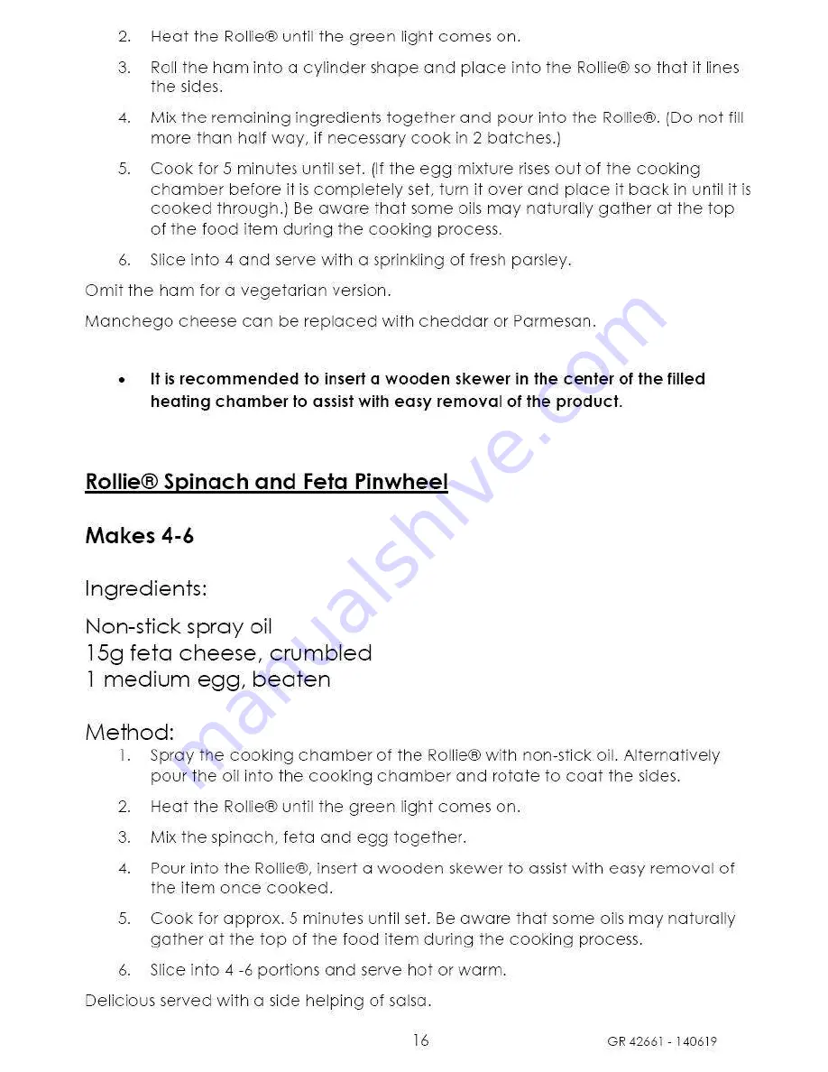 rollie GR 42661 Operating Instructions Manual Download Page 16