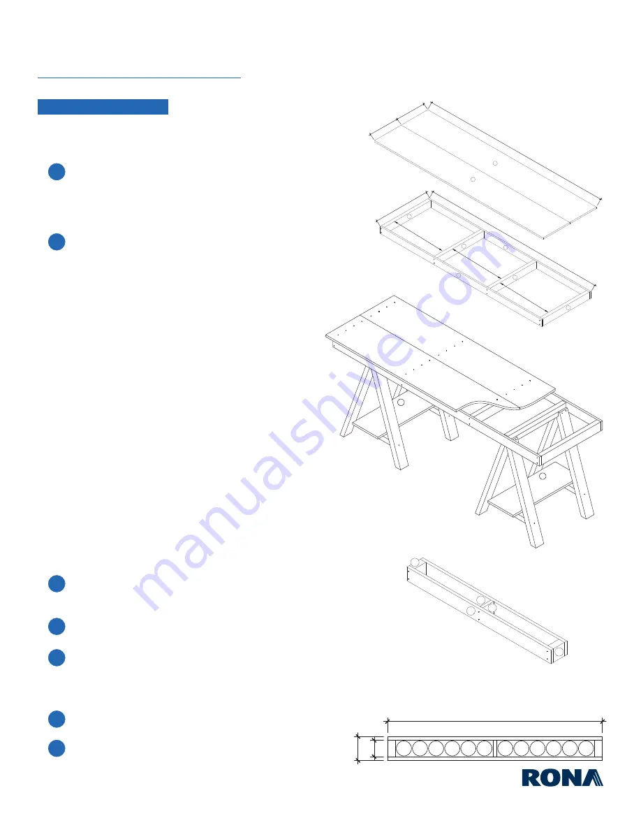 Rona ART TRESTLE TABLE Manual Download Page 5