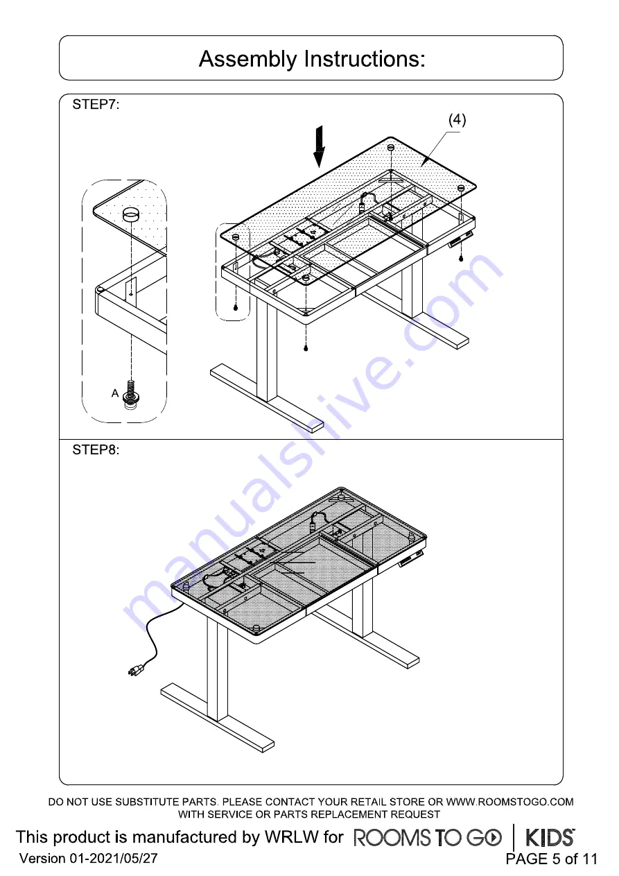 ROOMS TO GO Kids Exeter Place 71282BK Assembly Instructions Manual Download Page 5