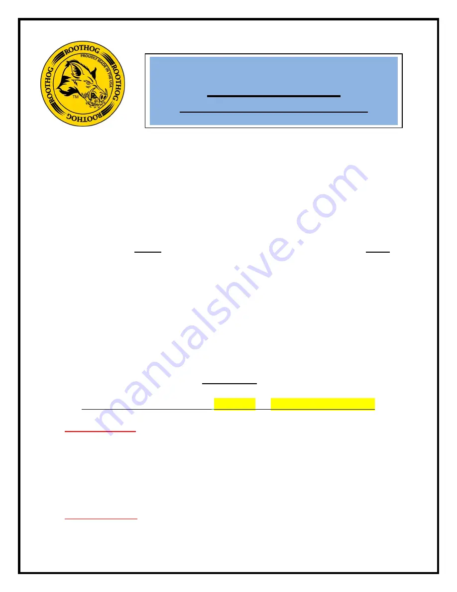 Roothog SODHOG Operating And Assembly Instructions Manual Download Page 1