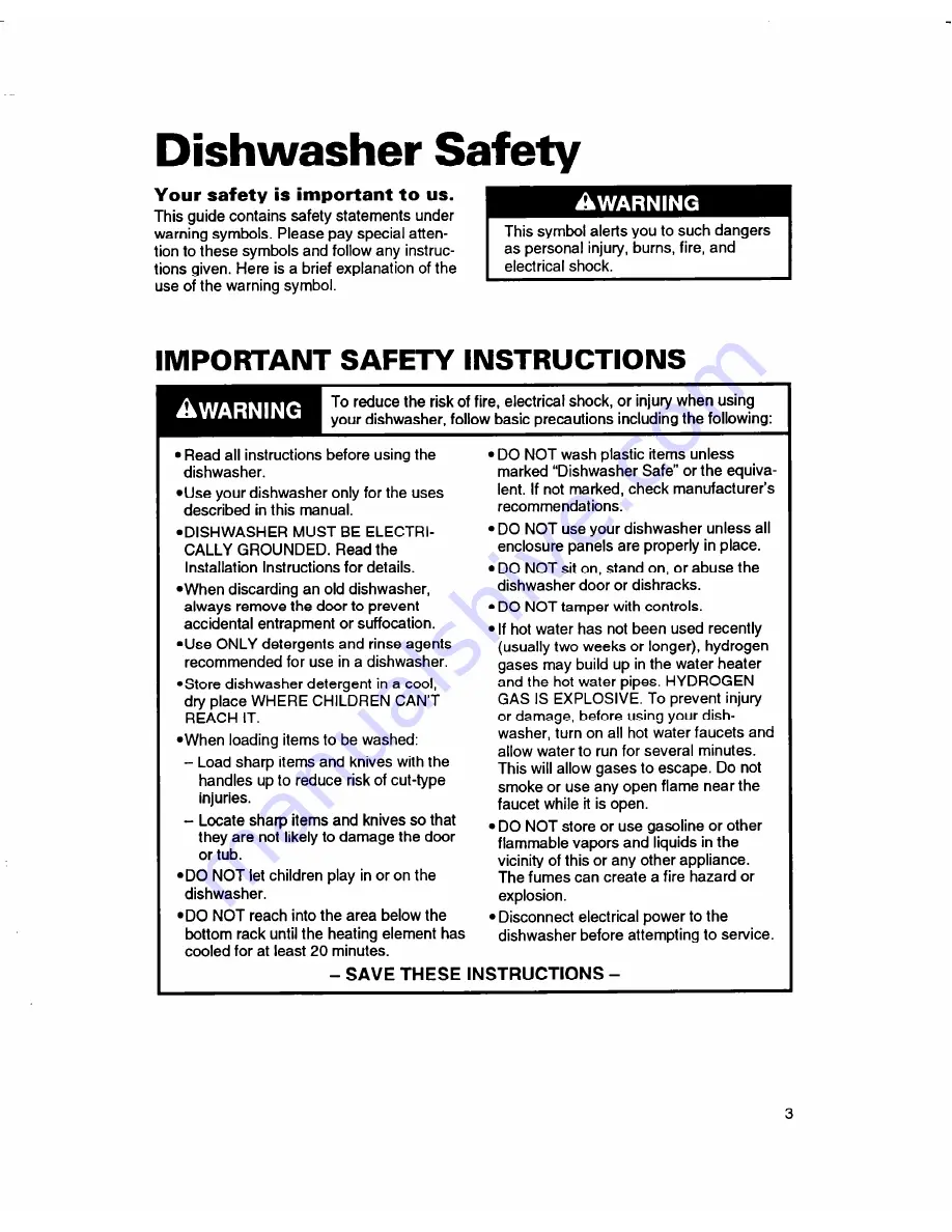 Roper 3376809 Use And Care Manual Download Page 3