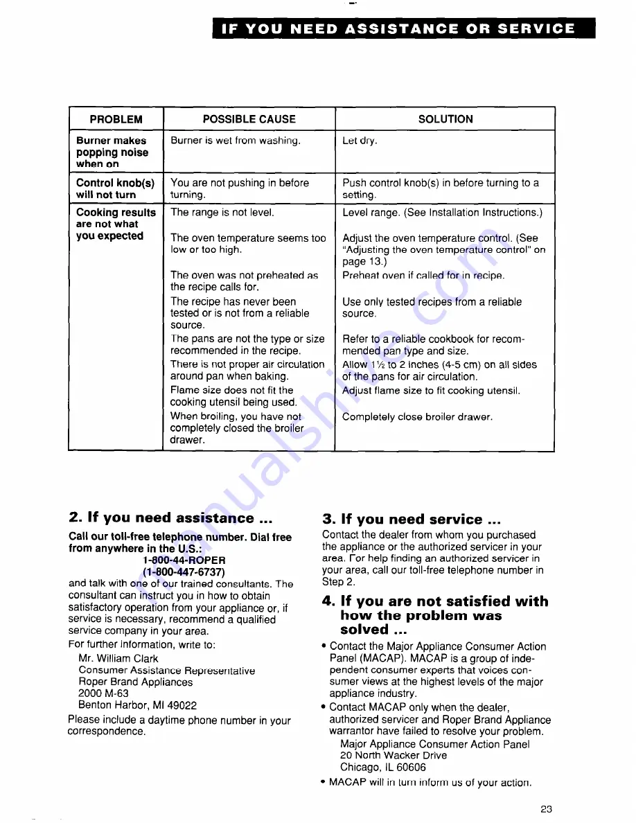 Roper FGP310Y Use And Care Manual Download Page 23