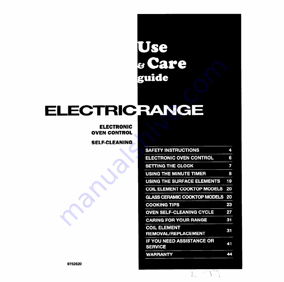 Roper REP34800 Use & Care Manual Download Page 1