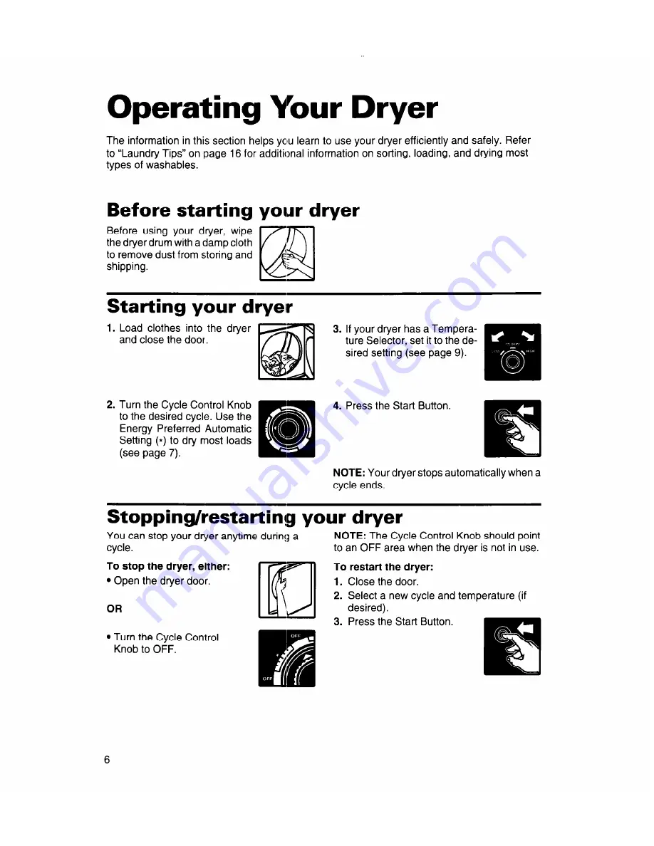 Roper Roper REL3612BW2 Use And Care Manual Download Page 6